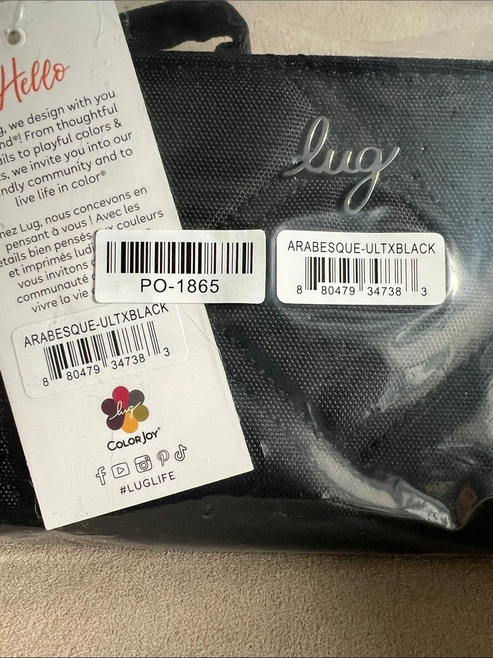 NWT Lug Arabesque Ultra-Zip RFID Wallet in Black